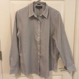 Non-Iron Button Down Collar Dress Shirt Pinstripe